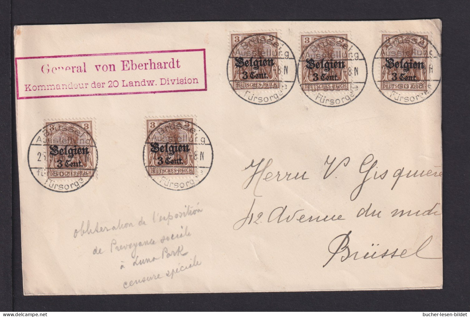 1916 - Sonderstempel "Brüssel Ausstellung Für Soziale Fürsorge" - Brief - Prima Guerra Mondiale