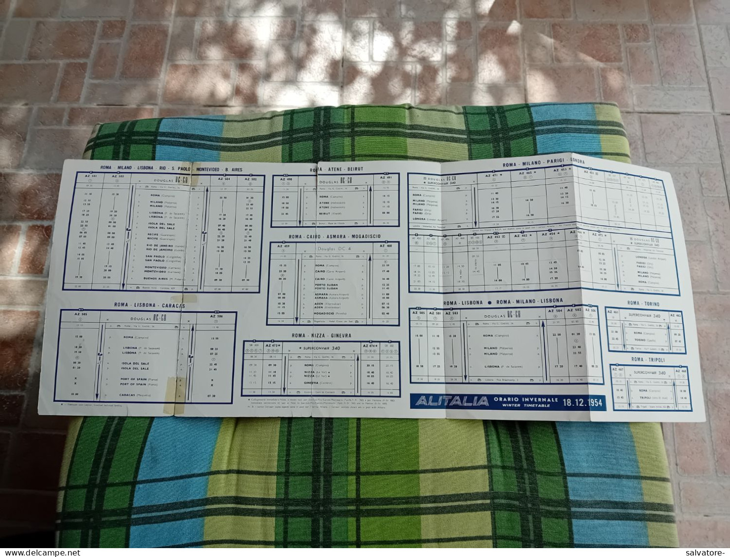 DEPLIANT ALITALIA 1950 - Horaires