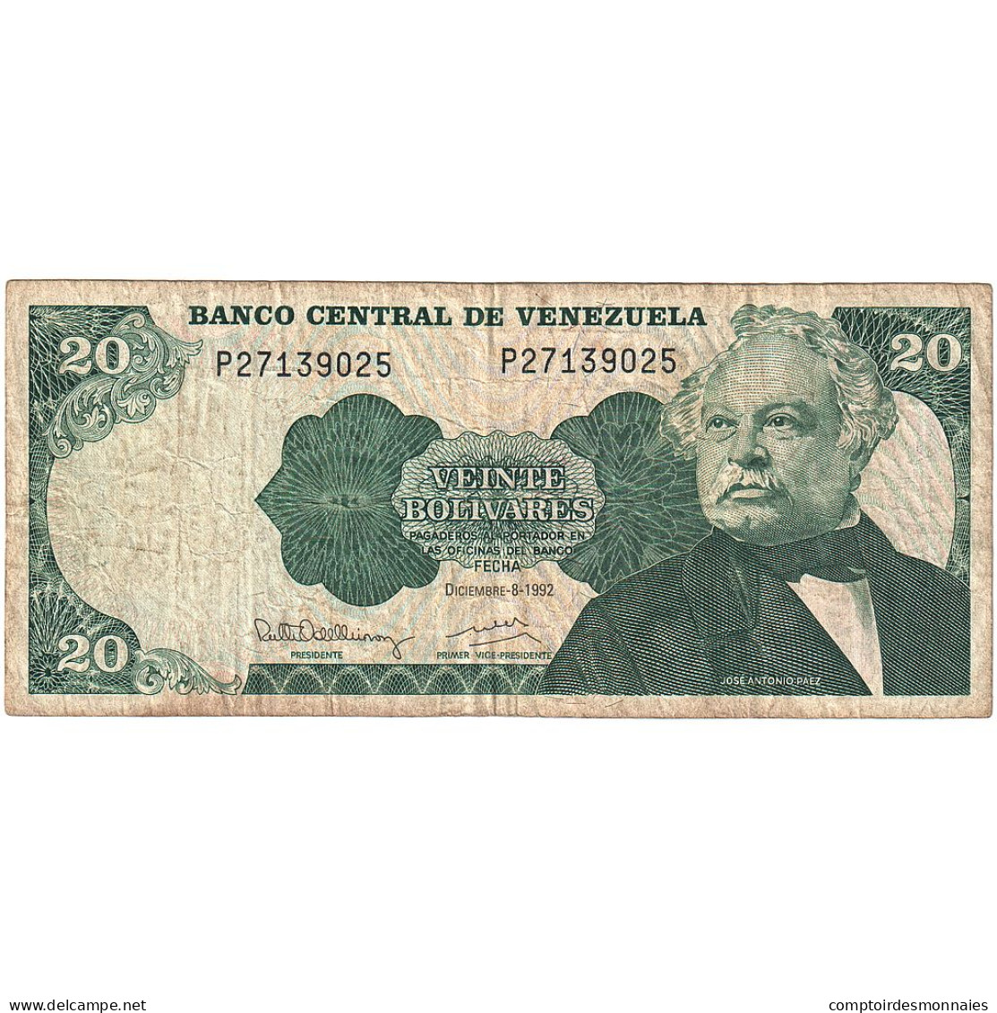 Billet, Venezuela, 20 Bolivares, 1992, 1992-12-08, KM:63d, TTB+ - Venezuela