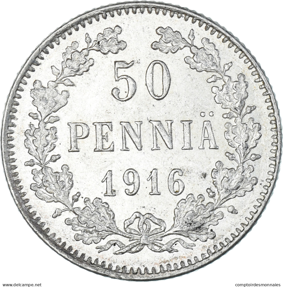 Monnaie, Finlande, Nicholas II, 50 Penniä, 1916, Helsinki, SUP, Argent, KM:2.2 - Finlande