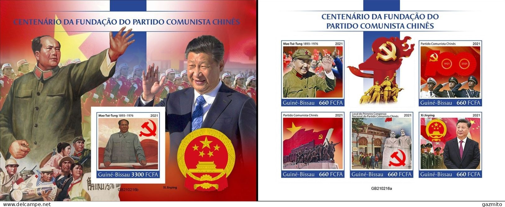 Guinea Bissau 2021, 100th 100th Communist Party, Mao, Uniforms, 5val In BF +BF IMPERFORATED - Mao Tse-Tung