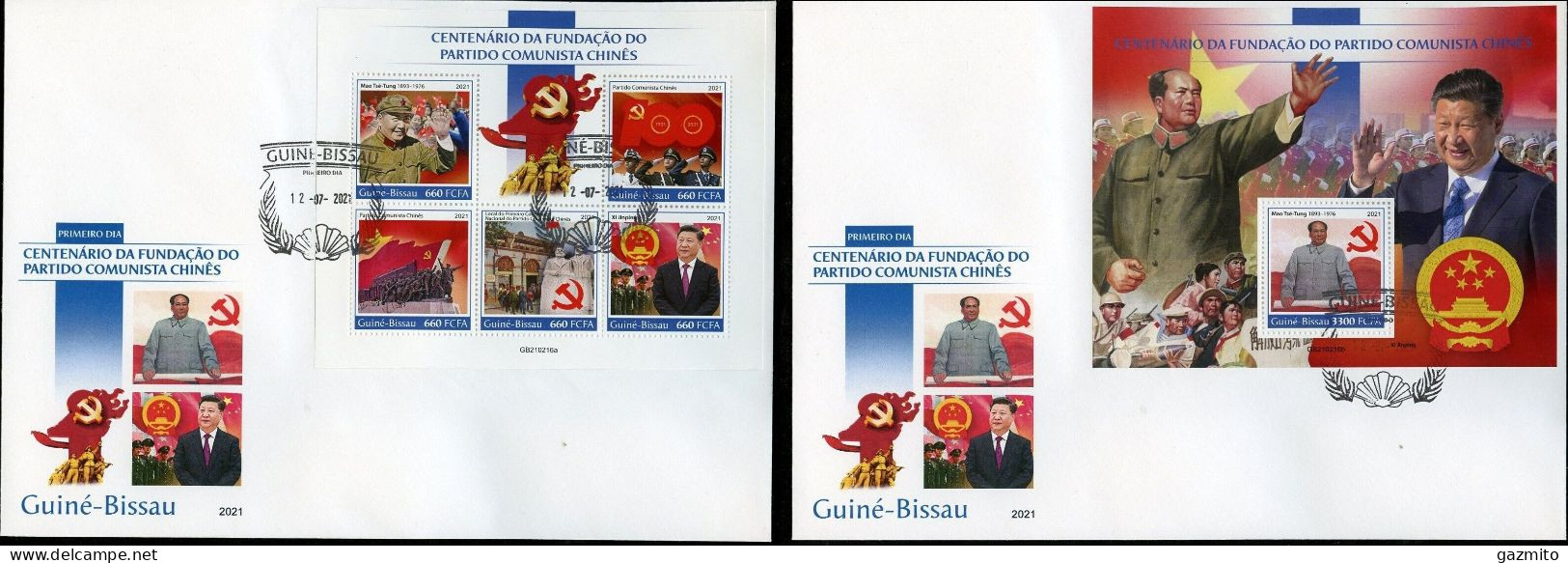 Guinea Bissau 2021, 100th Communist Party, Mao, Uniforms, 5val In BF +BF In 2FDC - Mao Tse-Tung