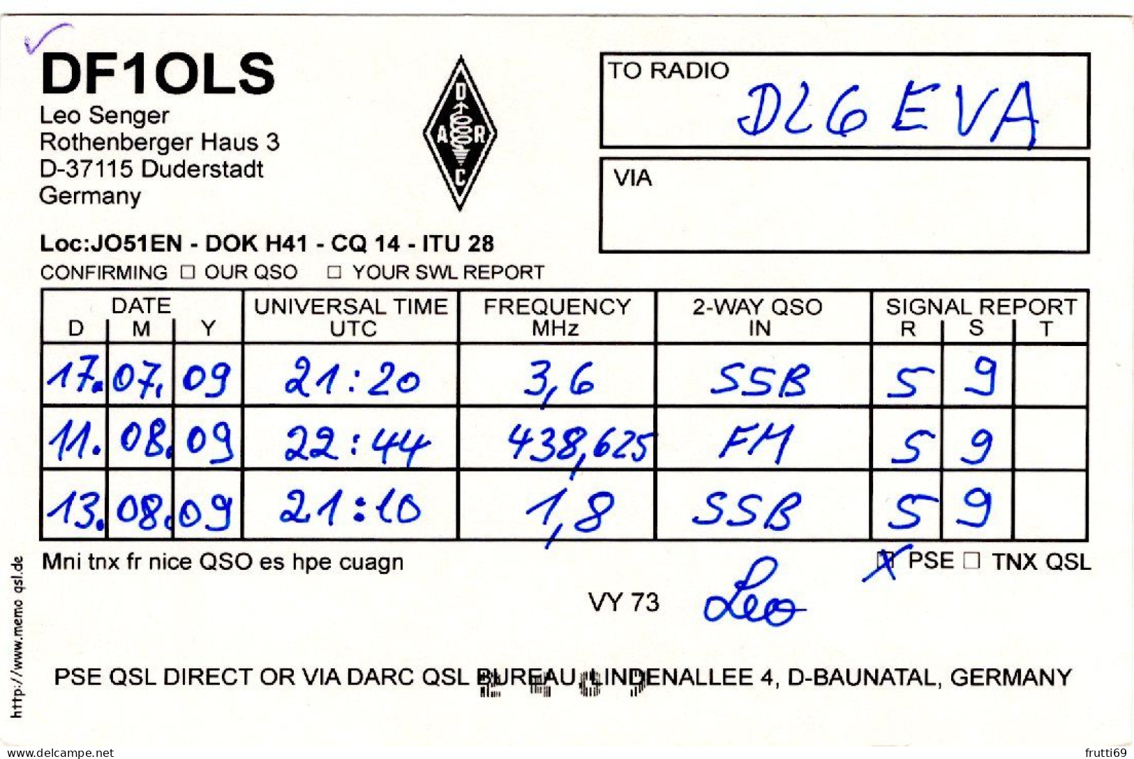 AK 208266 QSL - Germany - Duderstadt - Radio Amateur