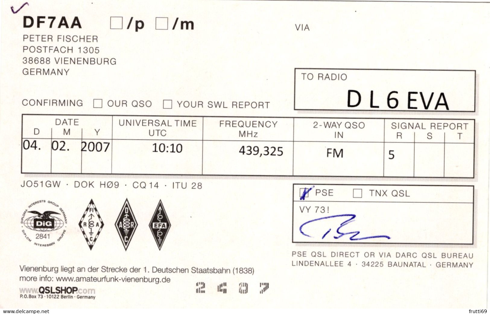 AK 208269 QSL - Germany - Vienenburg - Radio