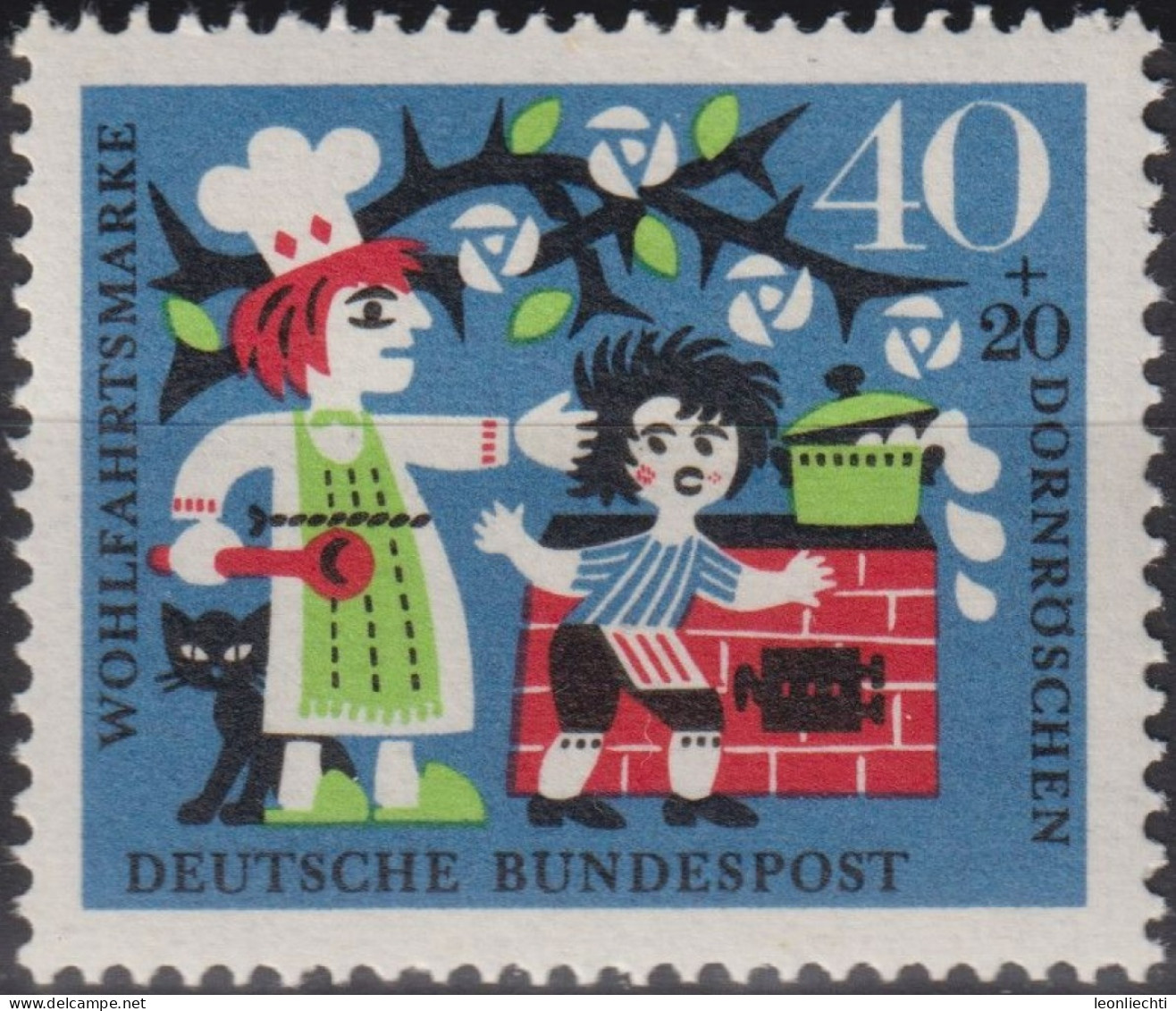 1964 Deutschland > BRD, ** Mi:DE 450, Sn:DE B403, Yt:DE 318, Dornröschen, Gebrüder Grimm - Fairy Tales, Popular Stories & Legends