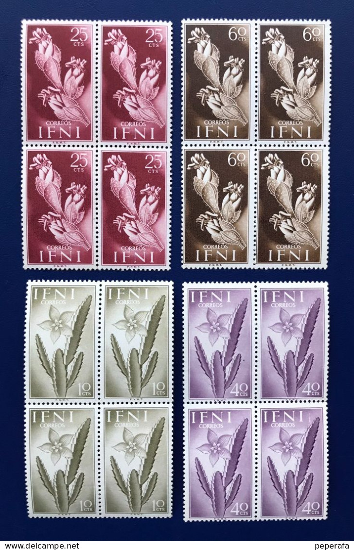 Spain, Spagne, España, IFNI, COLECCIÓN, COLLECTION 4  Bloques De 4, FLORA FLORES (lot 8) - Ifni