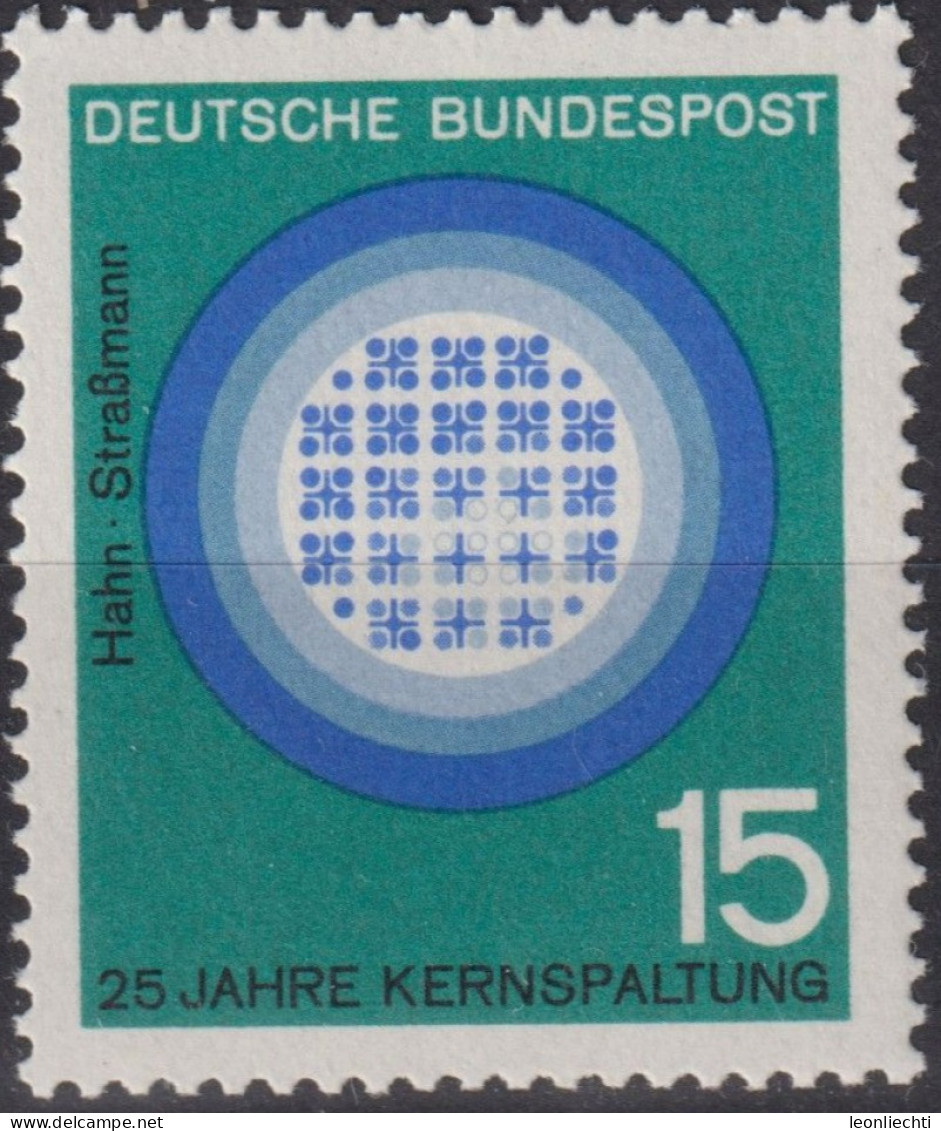 1964 Deutschland > BRD, ** Mi:DE 441, Sn:DE 893, Yt:DE 311, Atomreaktor (Hahn) - Atomenergie