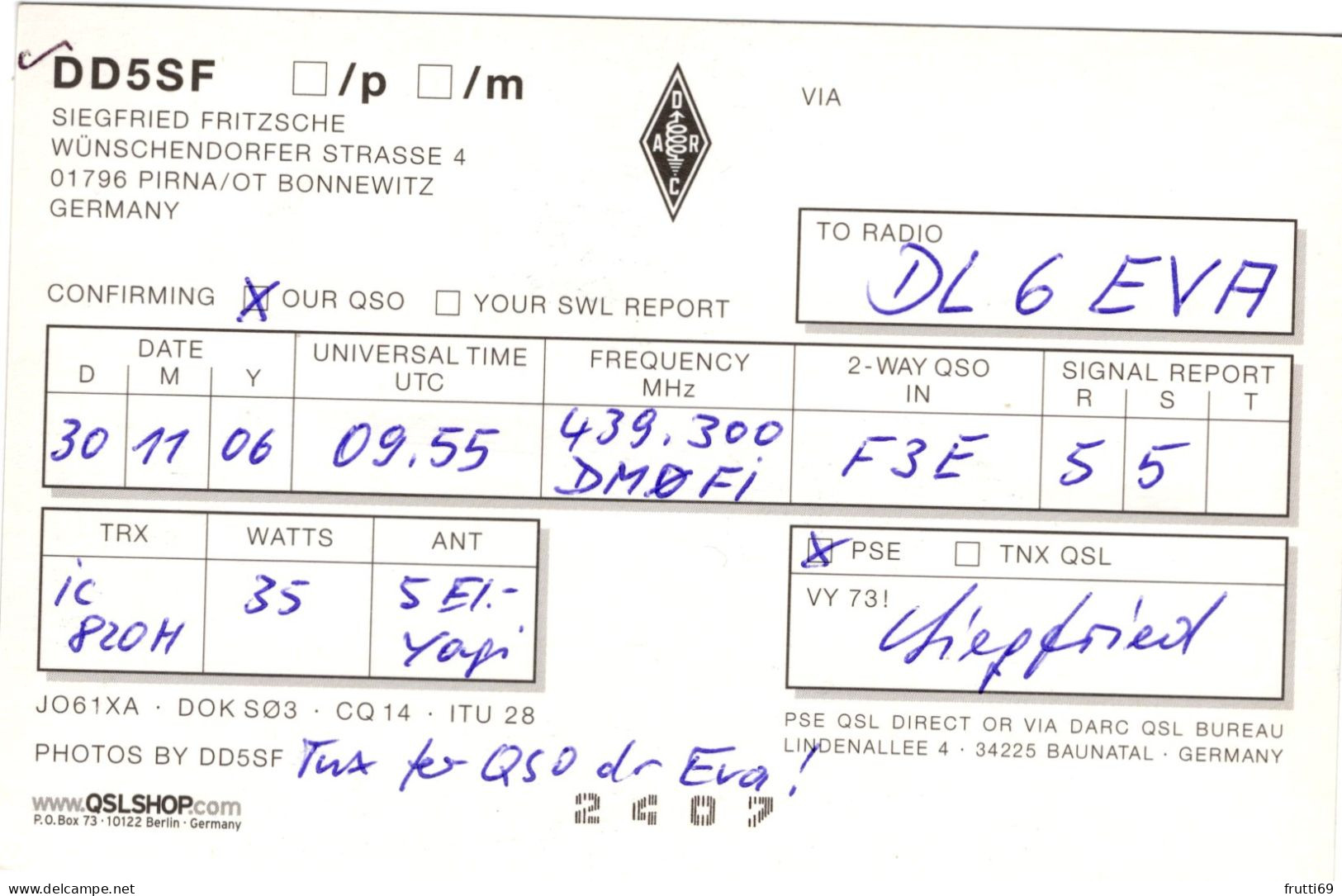 AK 208274 QSL - Germany - Pirna / OT Bonnewitz - Radio