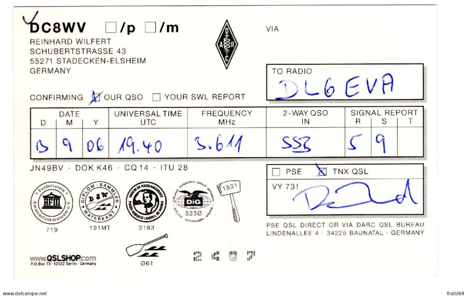 AK 208279 QSL - Germany - Stadtecken - Elsheim - Radio