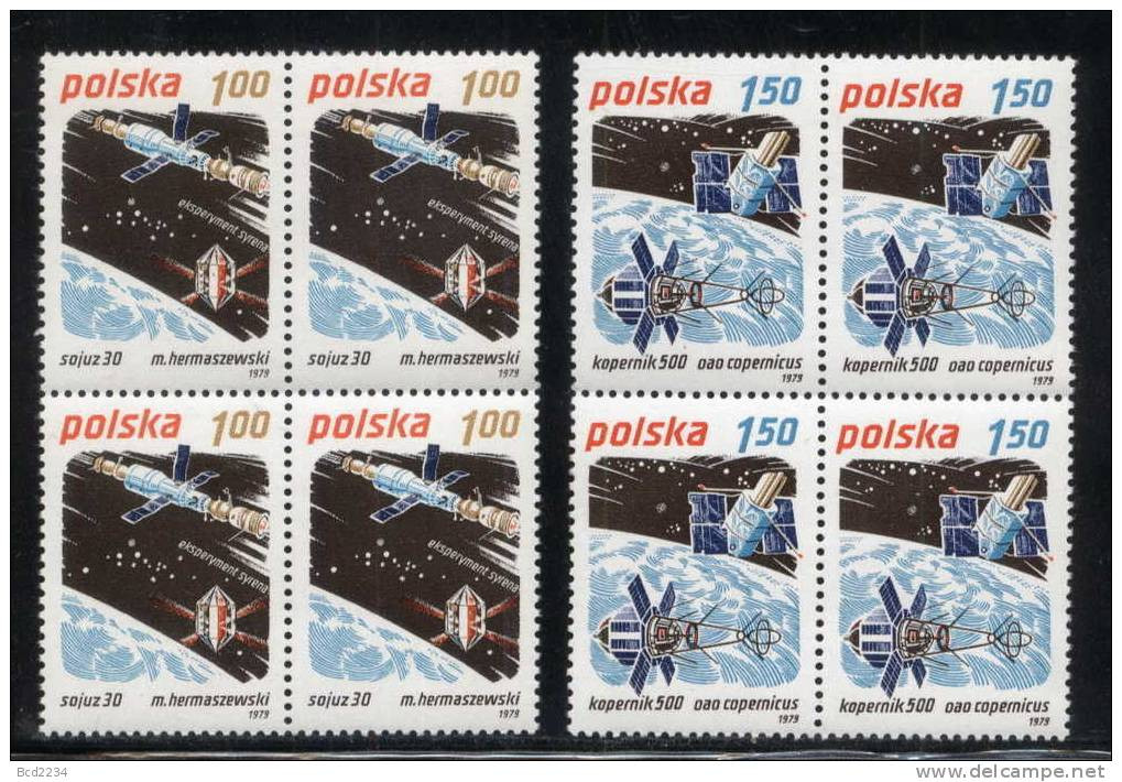 POLAND 1979 SPACE EXPLORATION & RESEARCH BLOCKS OF 4 NHM Cosmos Man On The Moon Satellite Rocket Flight - Etats-Unis