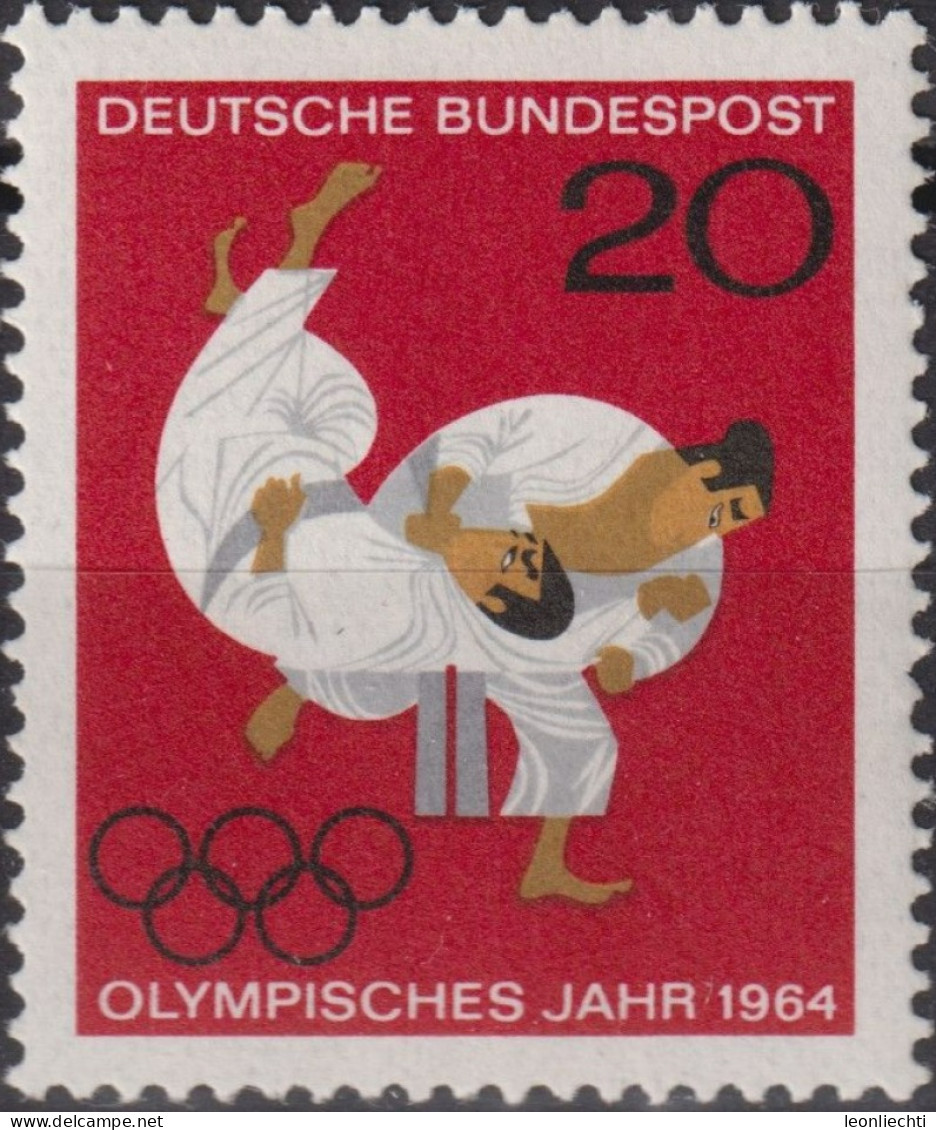 1964 Deutschland > BRD, ** Mi:DE 451, Sn:DE 899, Yt:DE 319, Judo, Olympische Sommerspiele 1964 - Tokio - Verano 1964: Tokio