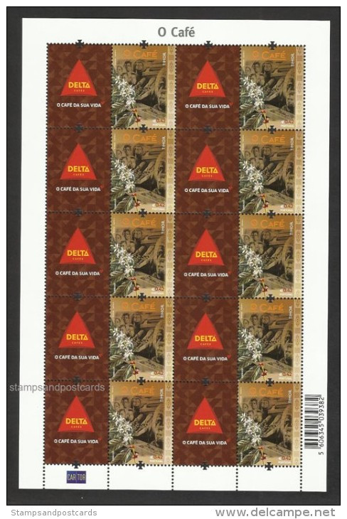 Portugal 2014 Coffee East Timor Corporate Stamps Delta  Tab Sheetlet ** - Ganze Bögen