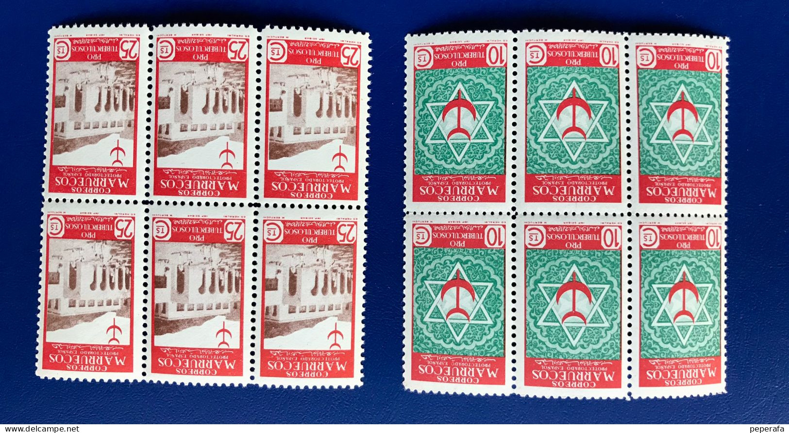 Spain, Spagne, España, Marruecos Español, COLECCIÓN, COLLECTION, 2 BLOQUES DE 6 SELLOS NUEVOS - Maroc Espagnol