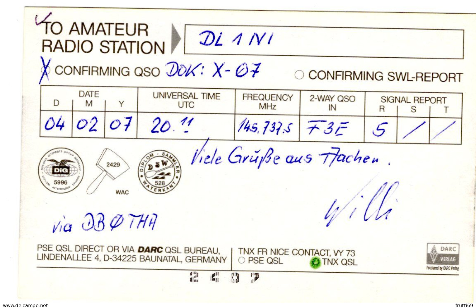 AK 208288 QSL - Germany - Aachen - Radio