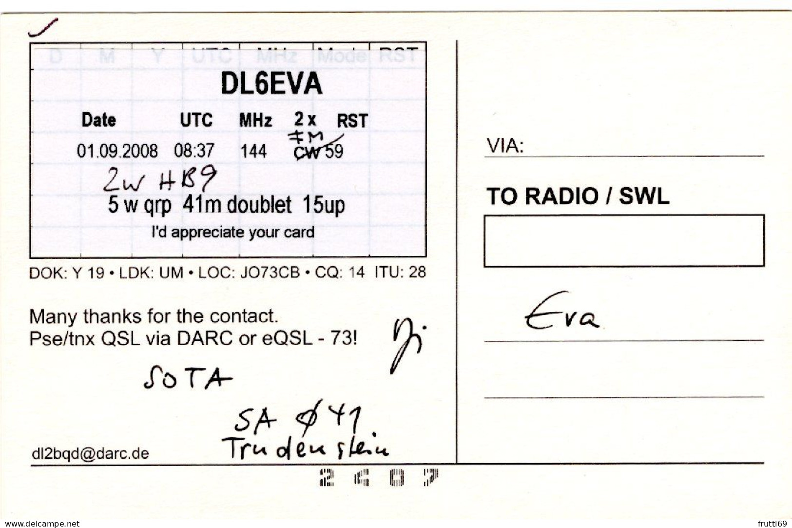 AK 208290 QSL - Germany - Schwedt - Radio Amateur