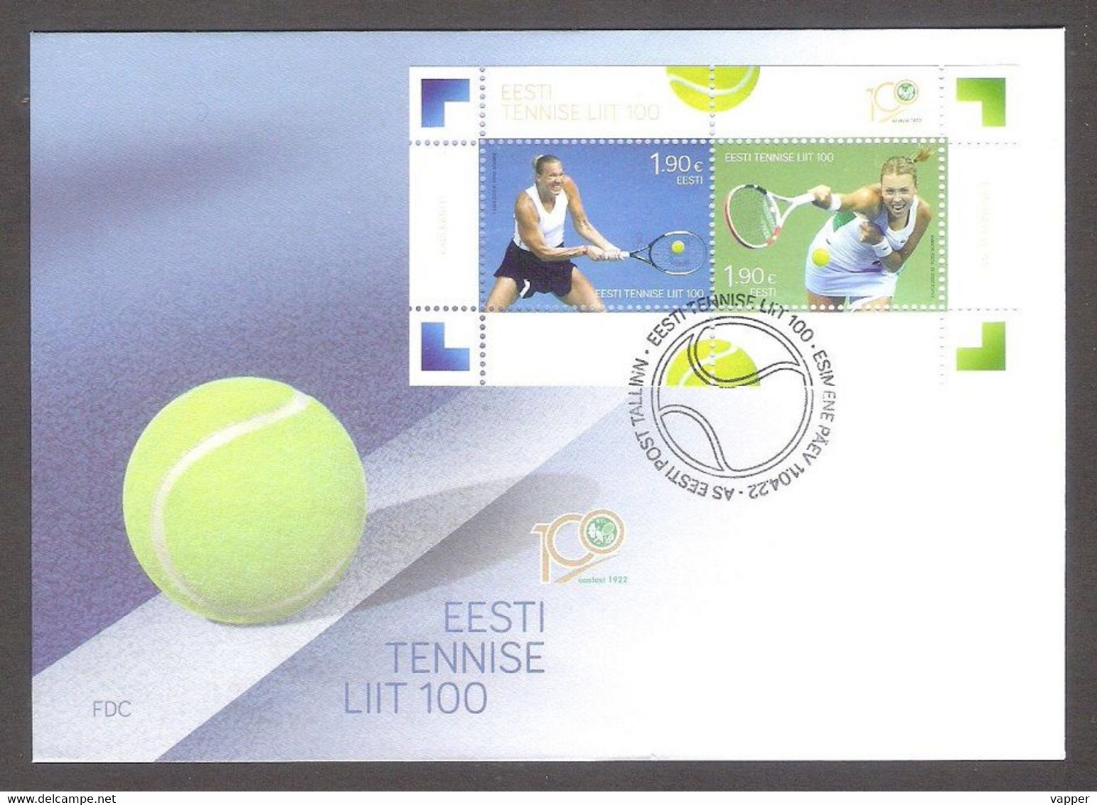 Estonian Tennis 100  2022 Estonia  Sheet FDC Mi BL56 - Tenis