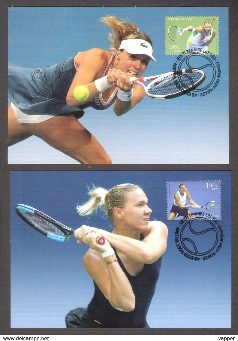 Estonian Tennis 100  2022 Estonia  Sheet 2 Maxicards Mi BL56 Kontaveit, Kanepi - Tenis