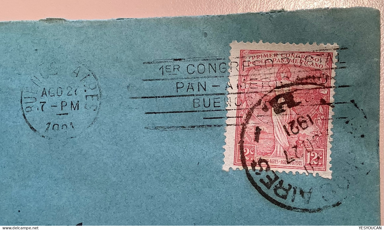 1921 Rare 1er CONGRESO POSTAL PAN-AMERICANO BUENOS AIRES Set Cover  (Argentina Train Ship UPU - Used Stamps
