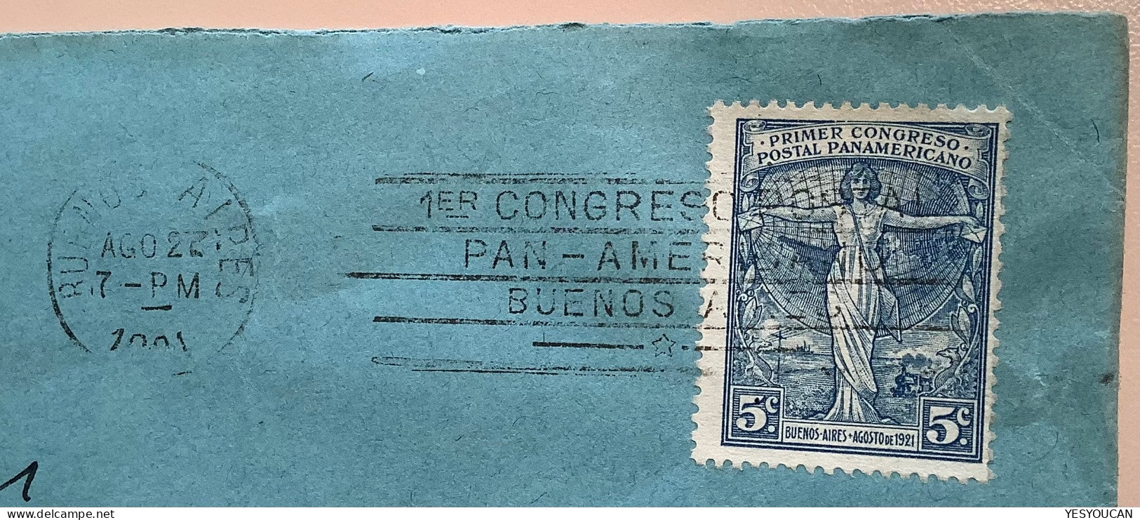 1921 Rare 1er CONGRESO POSTAL PAN-AMERICANO BUENOS AIRES Set Cover  (Argentina Train Ship UPU - Used Stamps