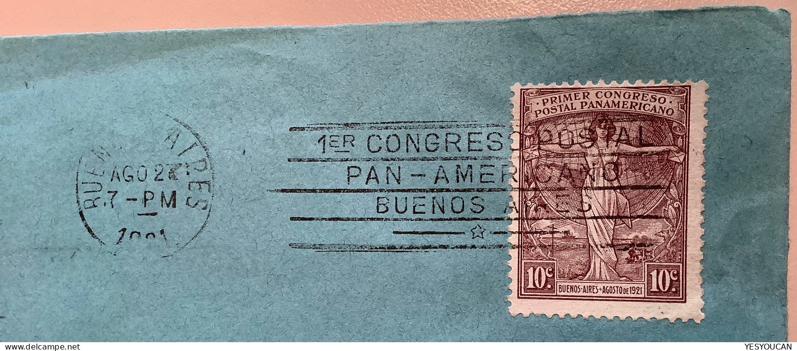 1921 Rare 1er CONGRESO POSTAL PAN-AMERICANO BUENOS AIRES Set Cover  (Argentina Train Ship UPU - Gebraucht