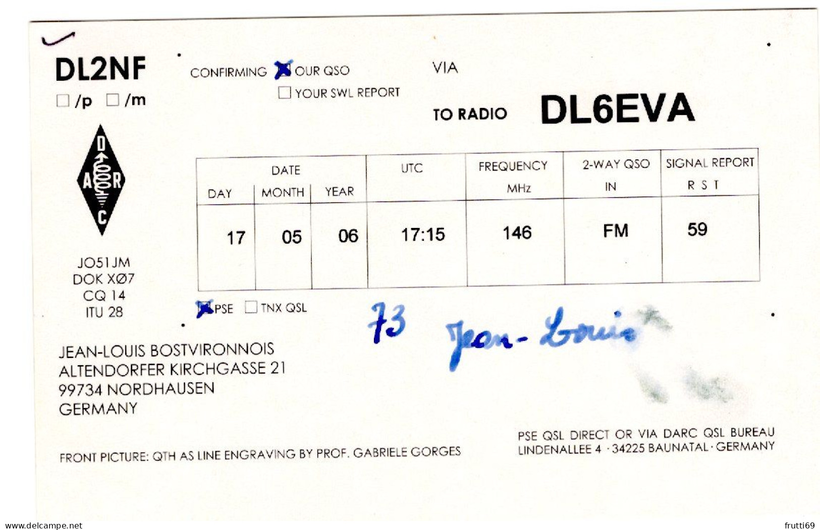 AK 208296 QSL - Germany - Nordhausen - Radio