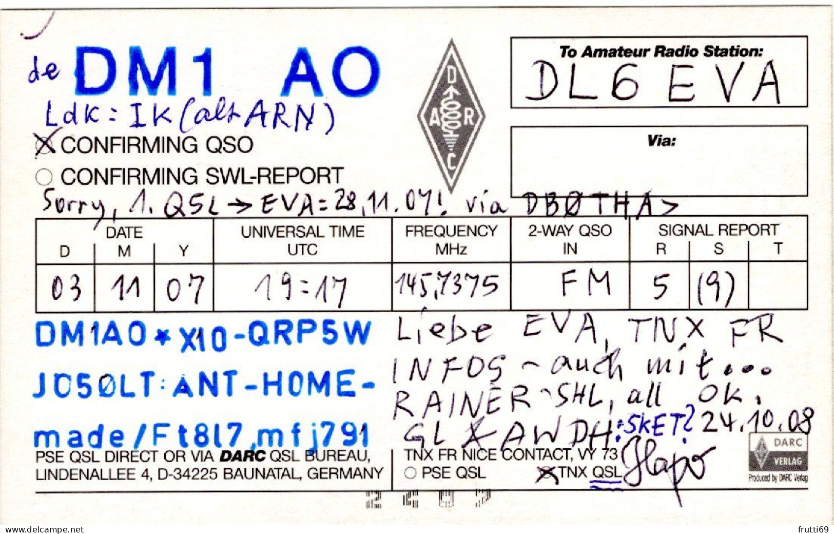 AK 208300 QSL - Germany - Arnstadt - Radio