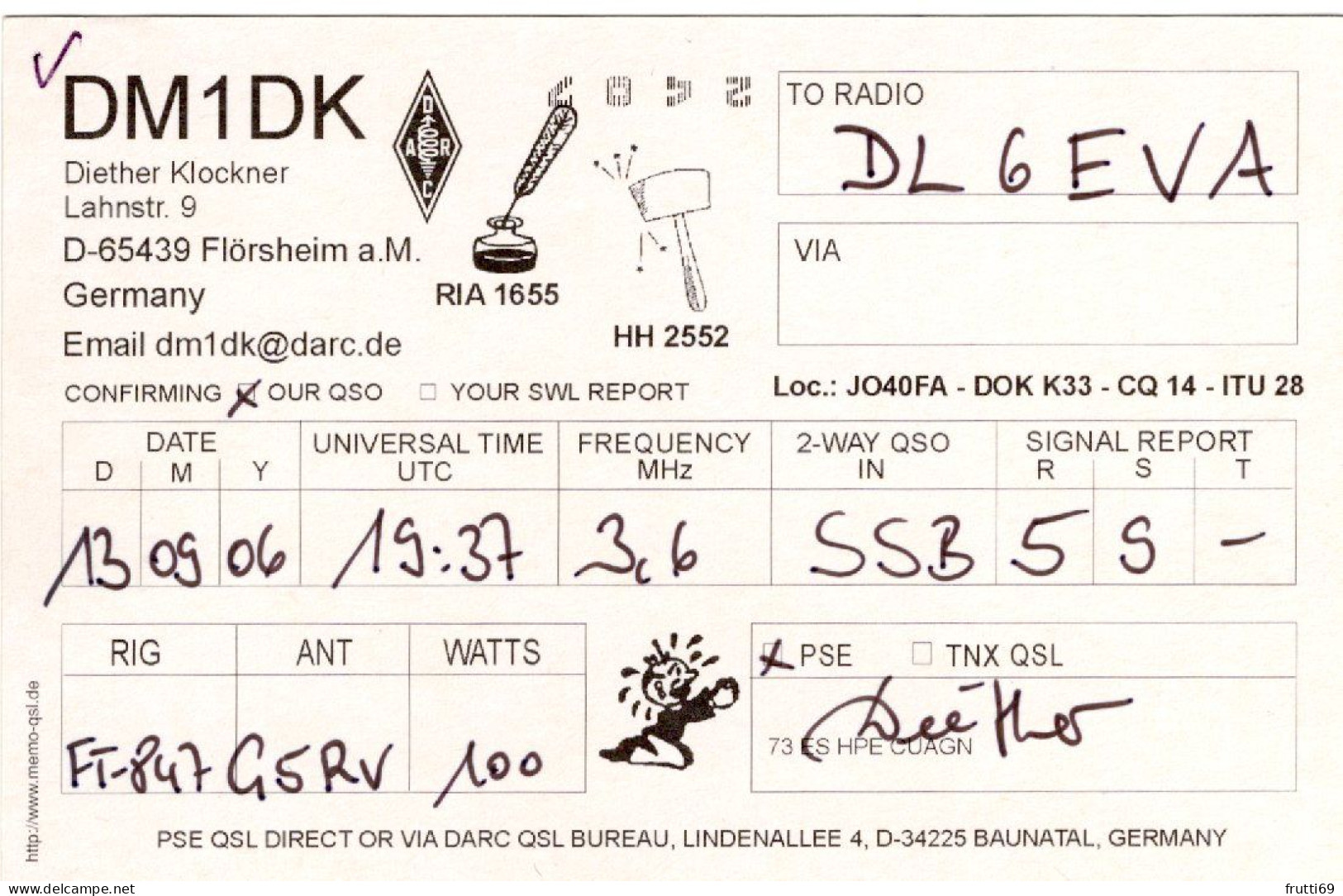 AK 208302 QSL - Germany - Flörsheim A. M. - Radio Amateur