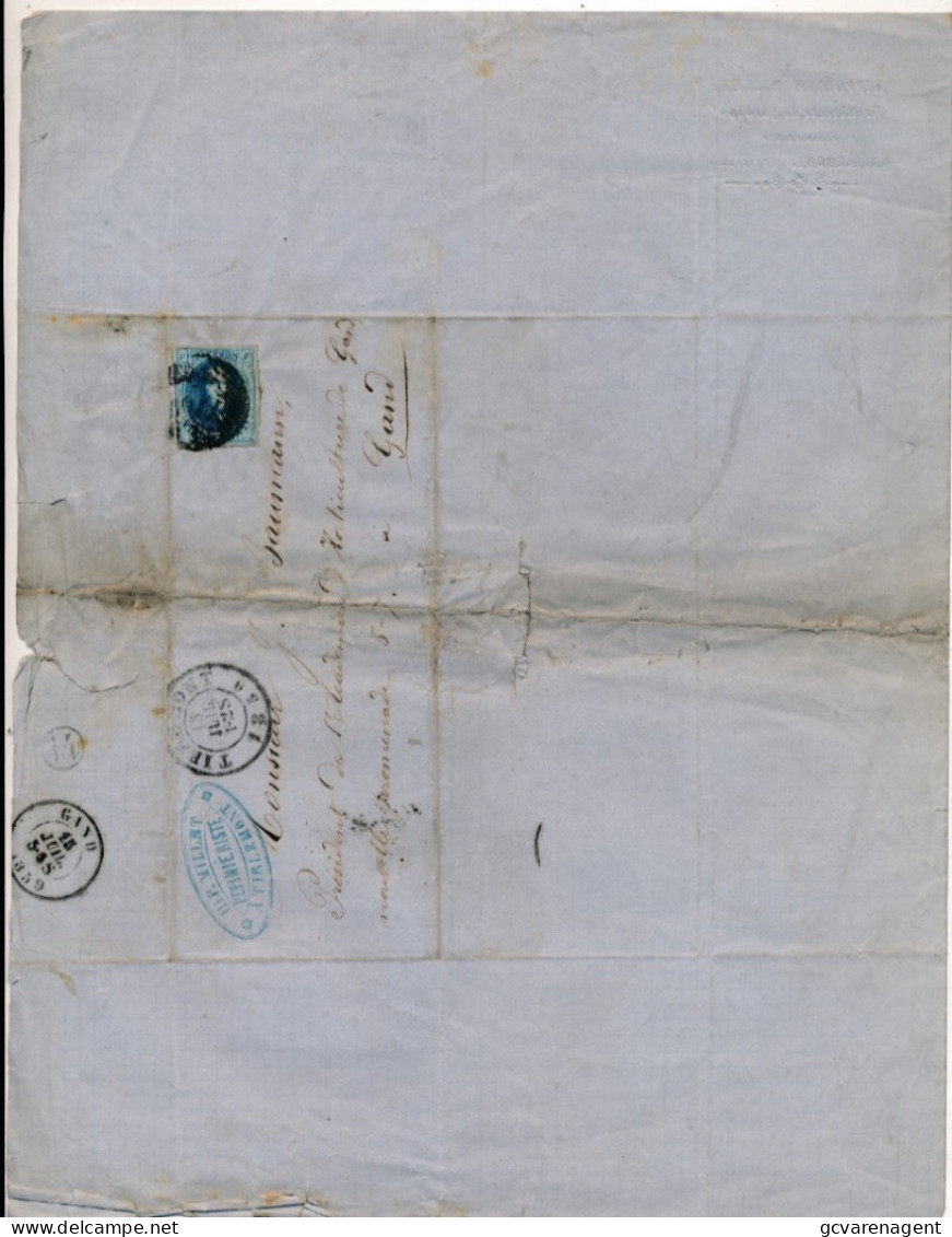 BRIEF 1859   TIRLEMONT    GAND   2 AFBEELDINGEN - 1849-1850 Medaillons (3/5)