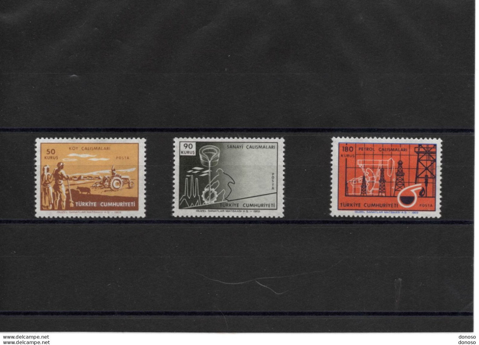 TURQUIE 1969 Motoculture, Industrie, Pétrole Yvert 1907-1908 + 1910 NEUF** MNH Cote : 6,25 Euros - Unused Stamps