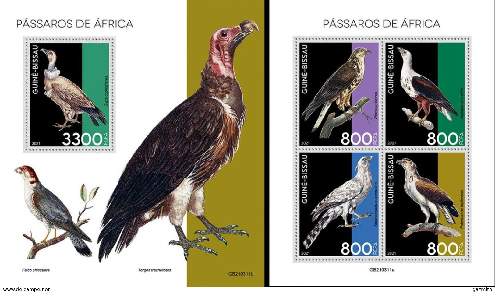 Guinea Bissau 2021, Animals, Birds Of Africa, 4val In BF +BF - Adler & Greifvögel