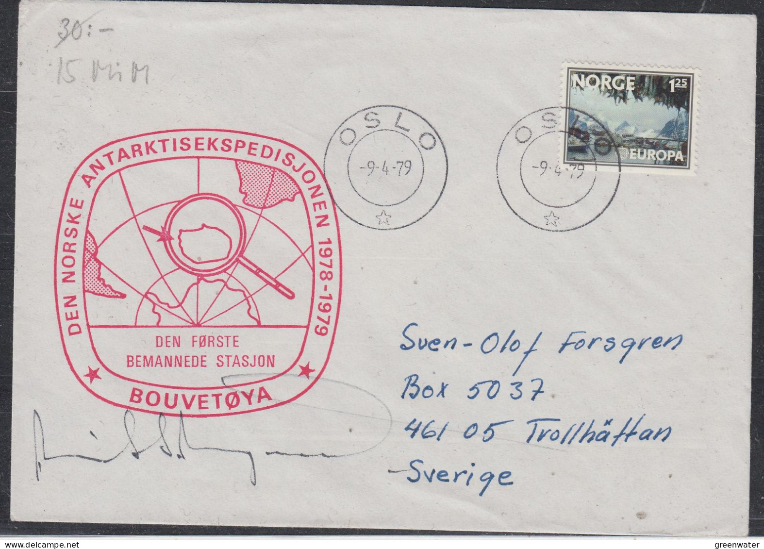 Norway Antarctic Expedition Station Bouvetoya Signature Ca Oslo 9.4.1979 (ZO193) - Spedizioni Antartiche