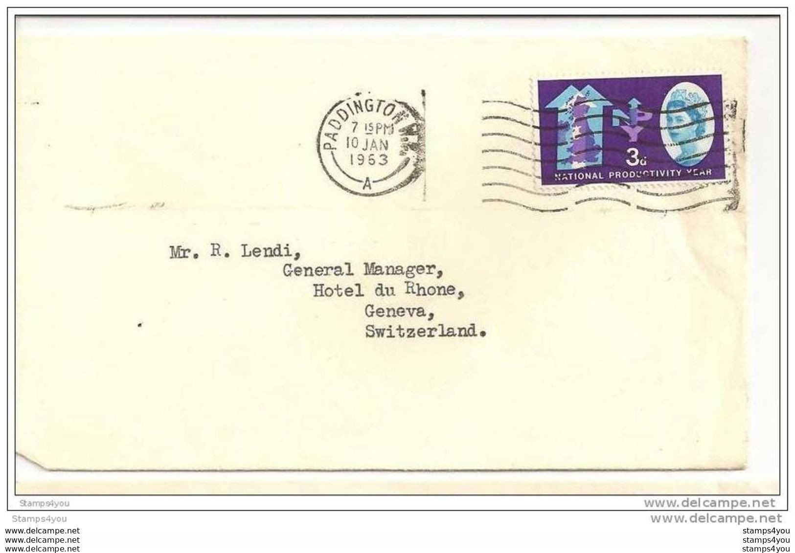 233 - 13 - Lettre Envoyée De Paddington En Suisse 1963 - Sin Clasificación
