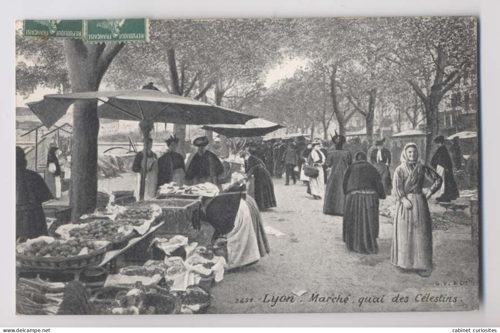 LYON - 1909 - MARCHÉ QUAI DES CELESTINS  - Animée - Aqua Photo - Mercati