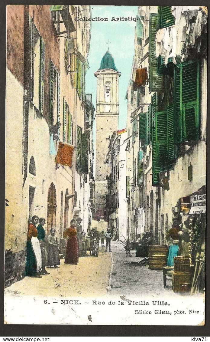 NICE   " Rue De La Vielle Ville  "  1908  Très Animée Colorisée - Scènes Du Vieux-Nice