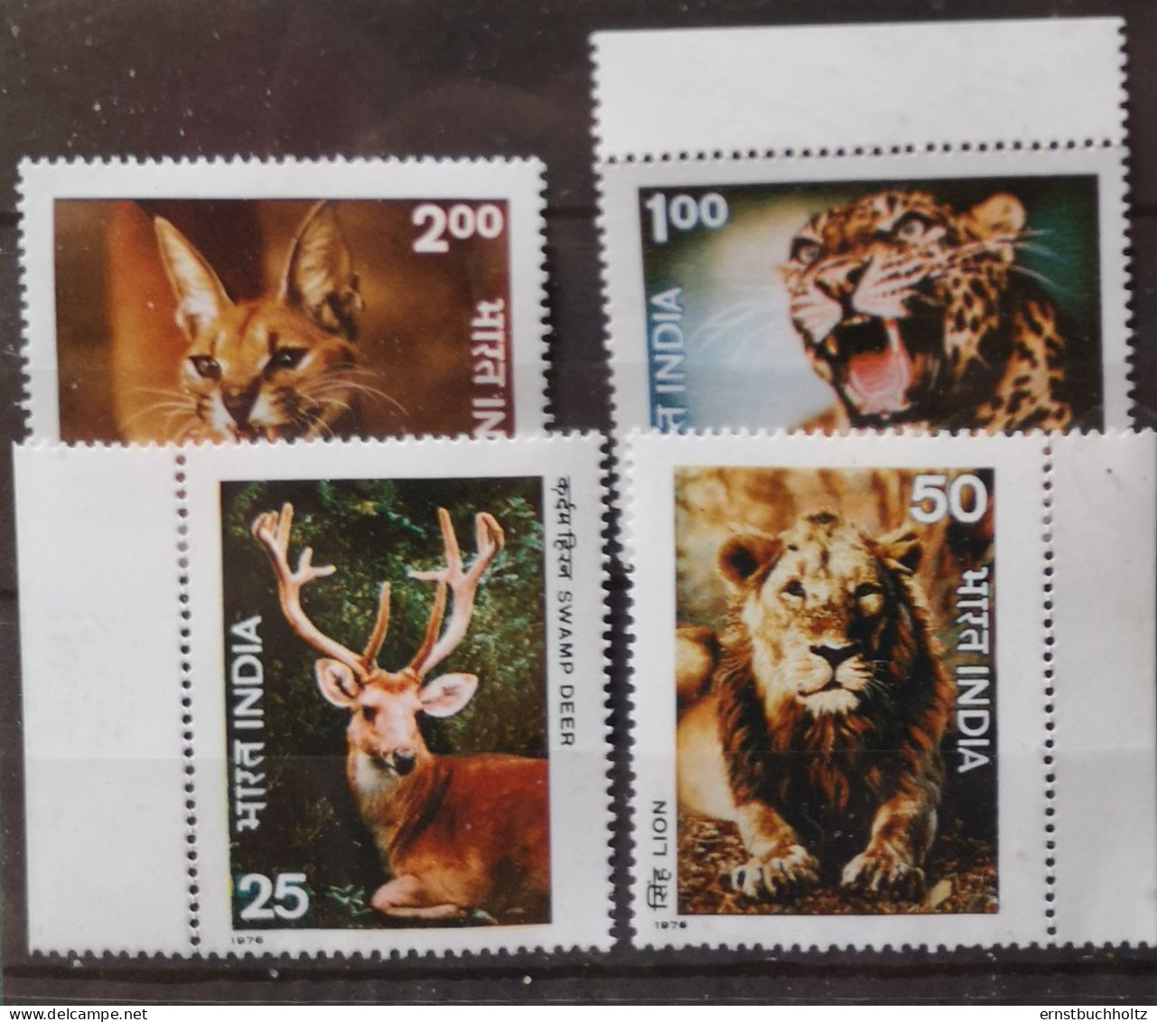 Indien 1976 Wildlebende Säugetiere Mi 691/94** - Unused Stamps