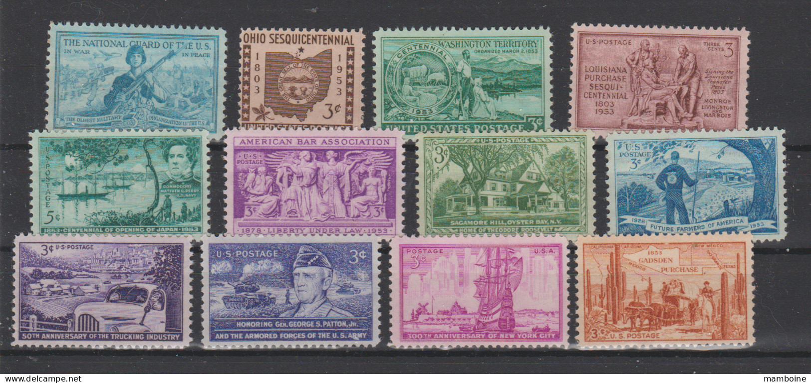 USA  1953   N° 568 / 79  Neuf  XX  Année Complète  "12 Valeurs" - Unused Stamps
