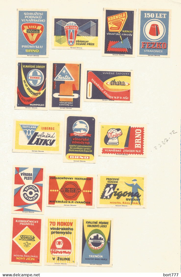 Czechoslovakia 16 Old Matchbox Labels - Boites D'allumettes - Etiquettes
