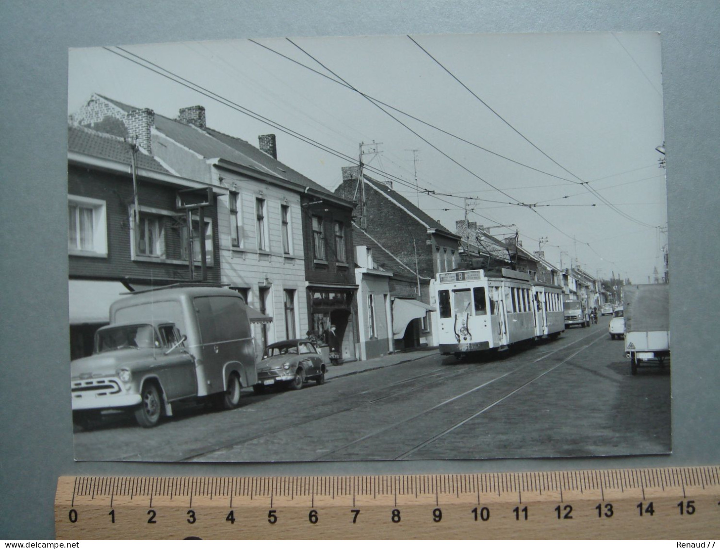 Photo Cliché J. BAZIN - Quaregnon - 4 Pavés - Rue Jules Destrée - Tram - Tramway - Ligne 8 - Quaregnon