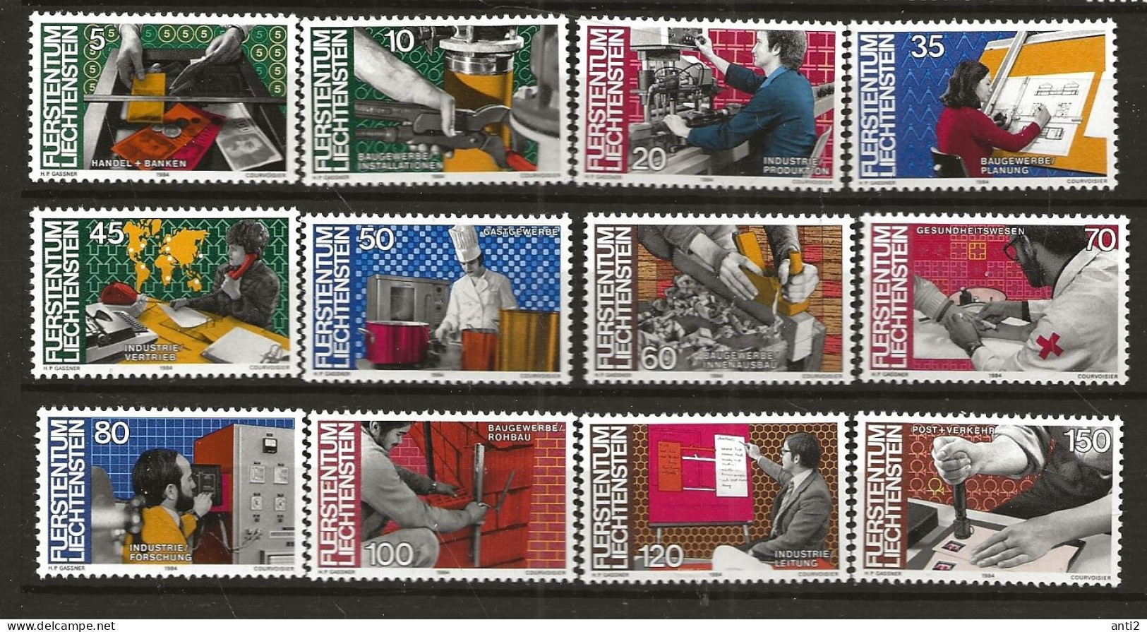 Liechtenstein 1984 Definitive Stamps: Man And Work  Mi 849-860 MNH(**) - Unused Stamps