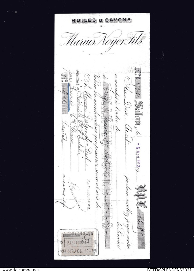 SALON - Lettre De Change 1912 - HUILES & SAVONS - MARIUS NOYER FILS - Bills Of Exchange