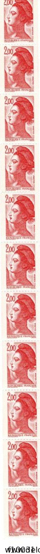 Philatélie France Roulette N° 83** De 11 Timbres N° 2277 (2 N° Rouge 930 Et 940) - Coil Stamps