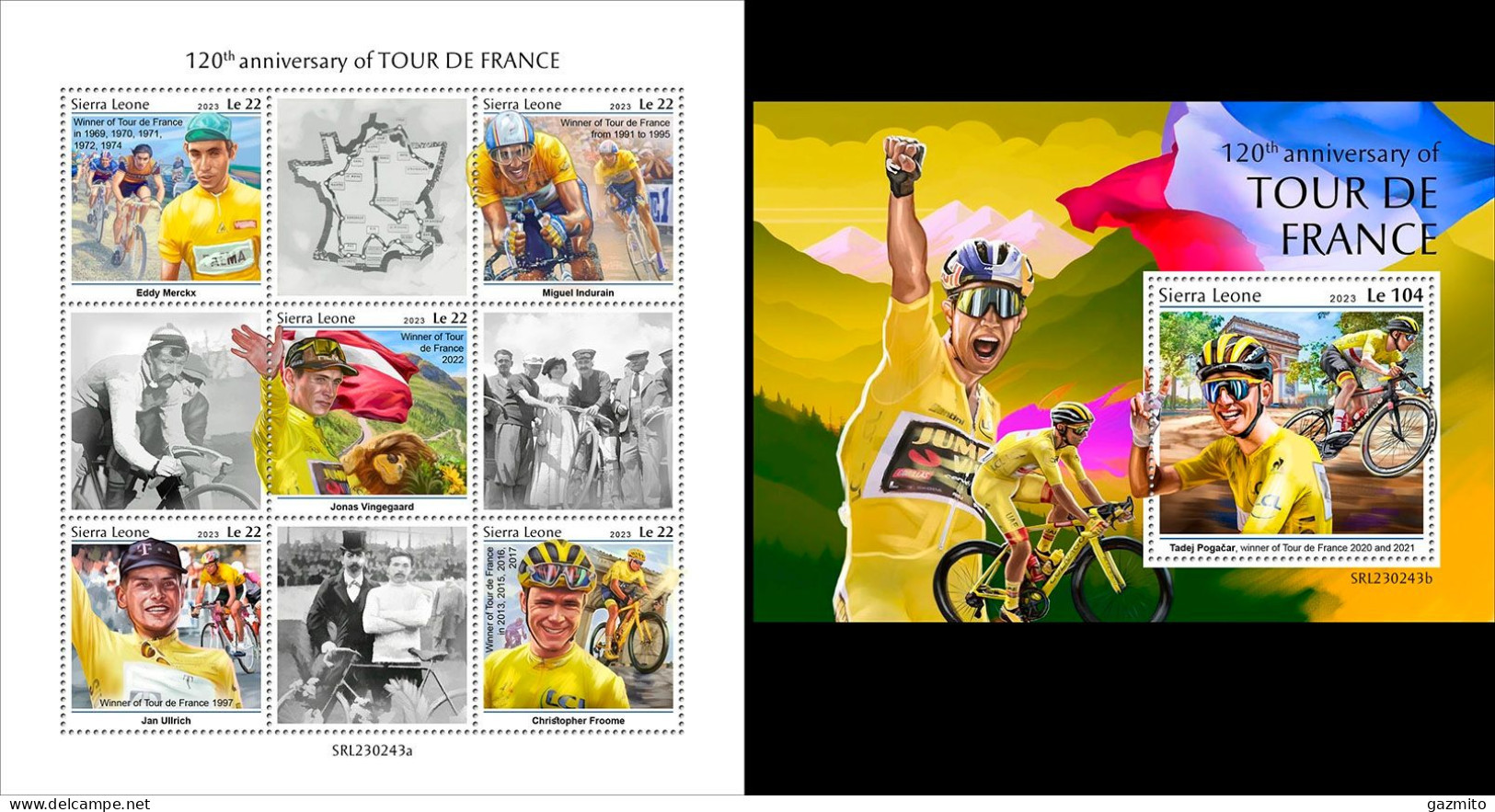 Sierra Leone 2023, Sport, Cyclisme, Tour De France, 5val+BF - Sierra Leone (1961-...)