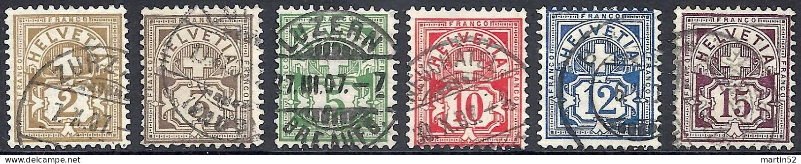 Schweiz Suisse HELVETIA 1906: Ziffern Mit WZ I Zu 80-85 Mi 82-87 Yv 100-105 Mit ⊙ Obliterée Used (Zu CHF 120.00) - Gebraucht