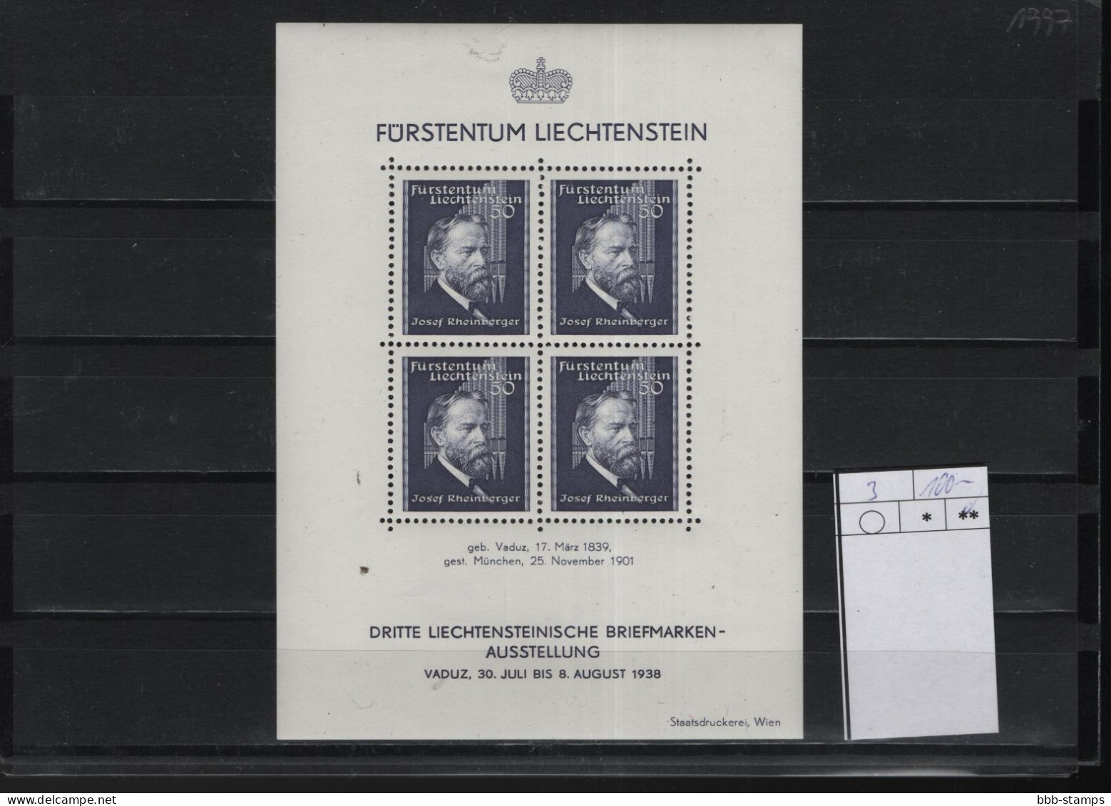 Liechtenstein Michel Cat.No. Sheet Mnh/** 3 - Bloques & Hojas