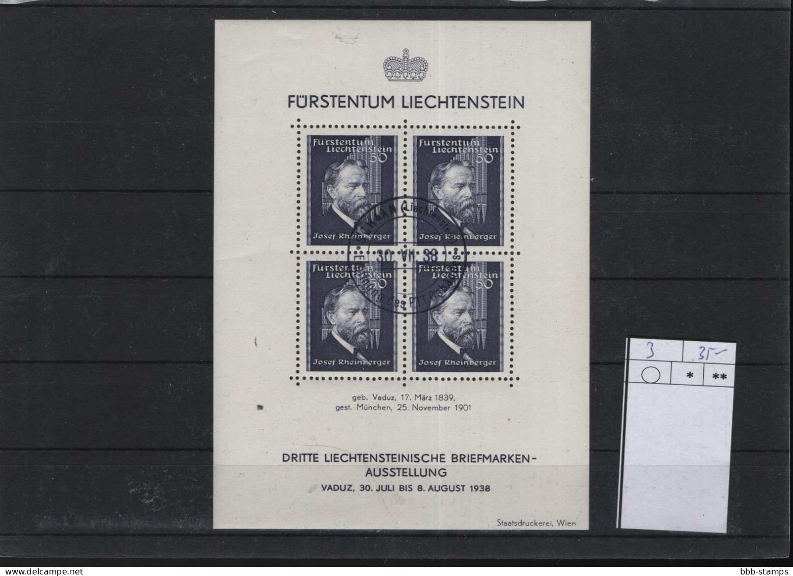 Liechtenstein Michel Cat.No. Sheet Used 3 - Bloques & Hojas