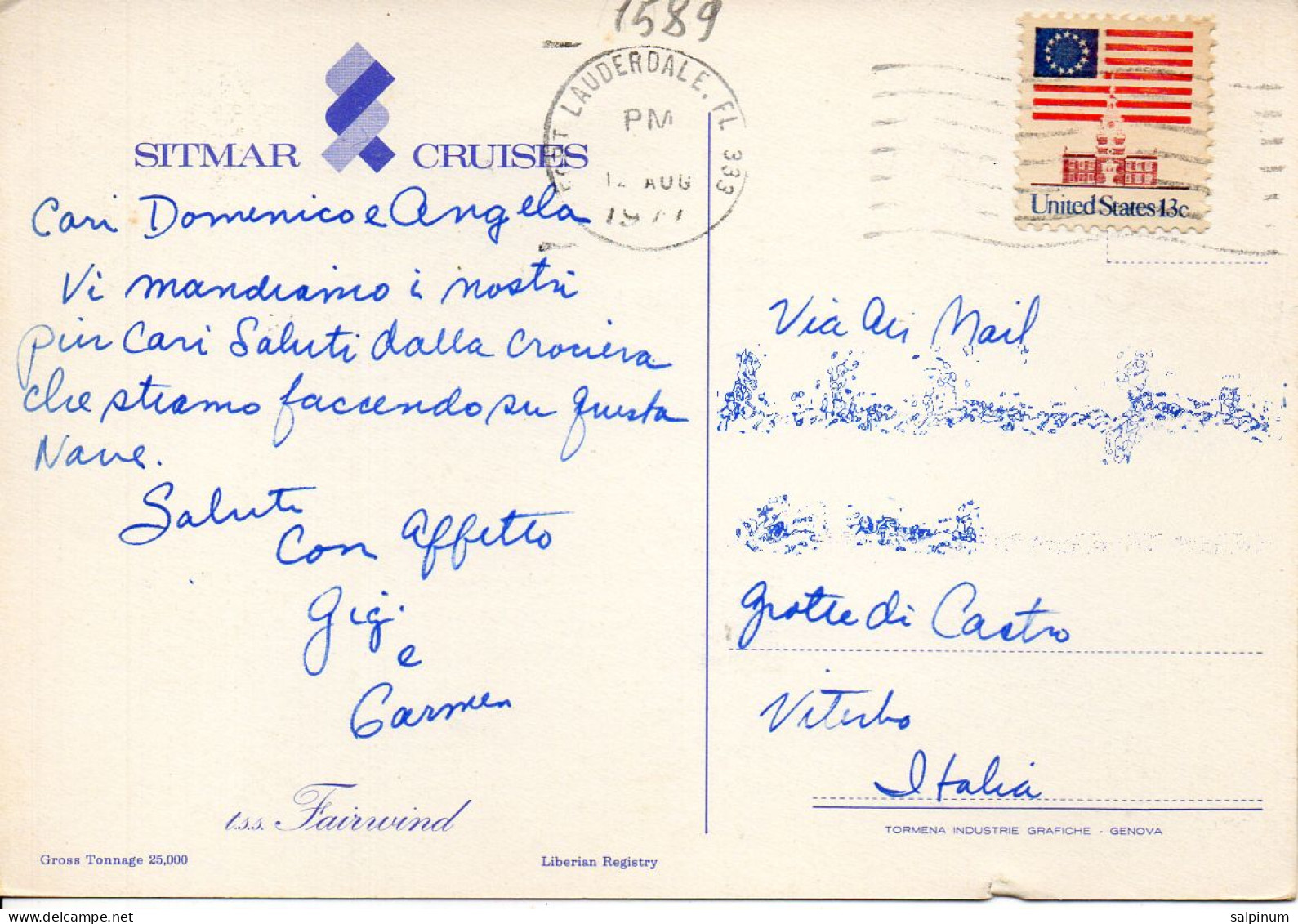 Philatelic Postcard With Stamps Sent From UNITED STATES OF AMERICA To ITALY - Storia Postale