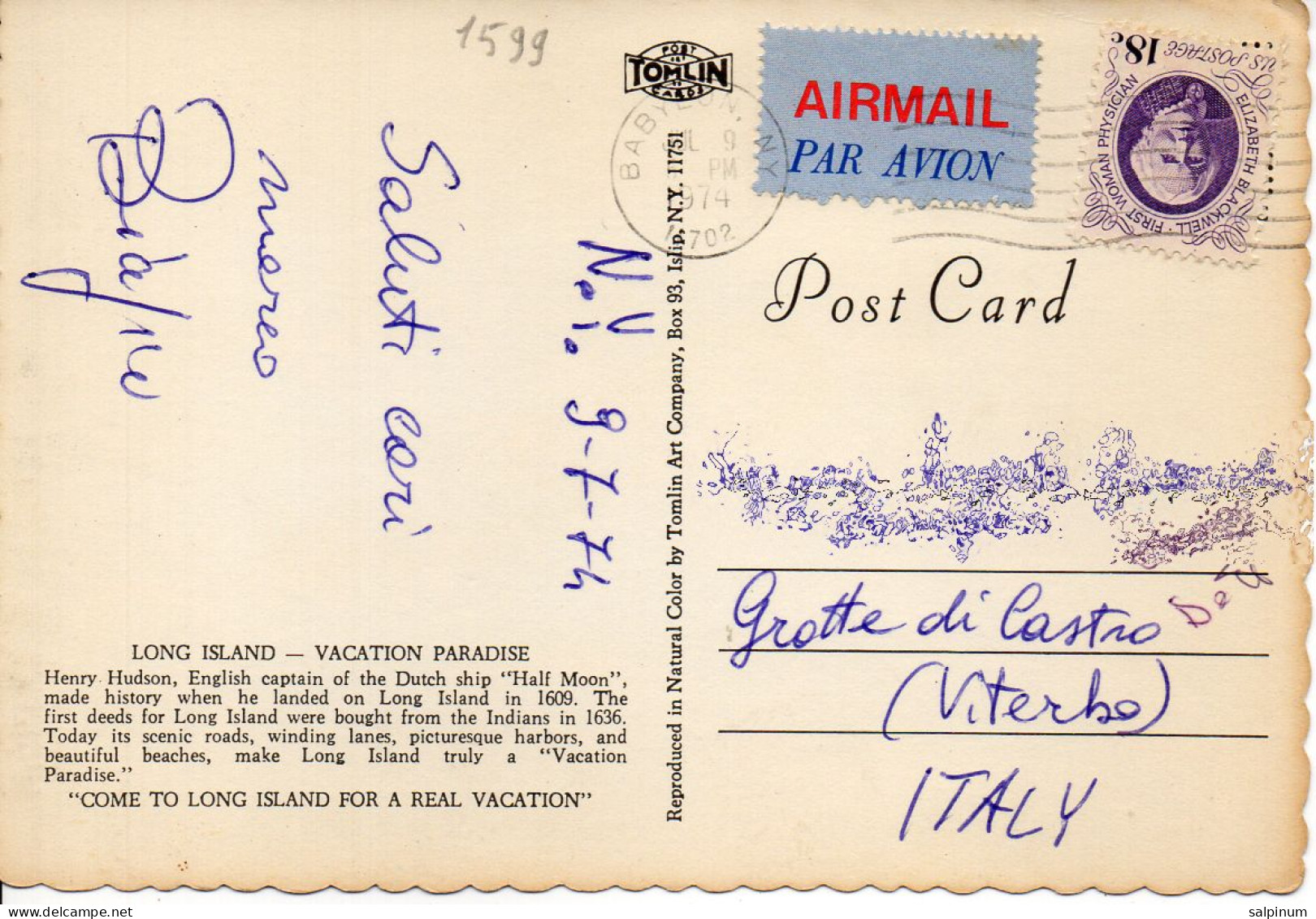 Philatelic Postcard With Stamps Sent From UNITED STATES OF AMERICA To ITALY - Covers & Documents