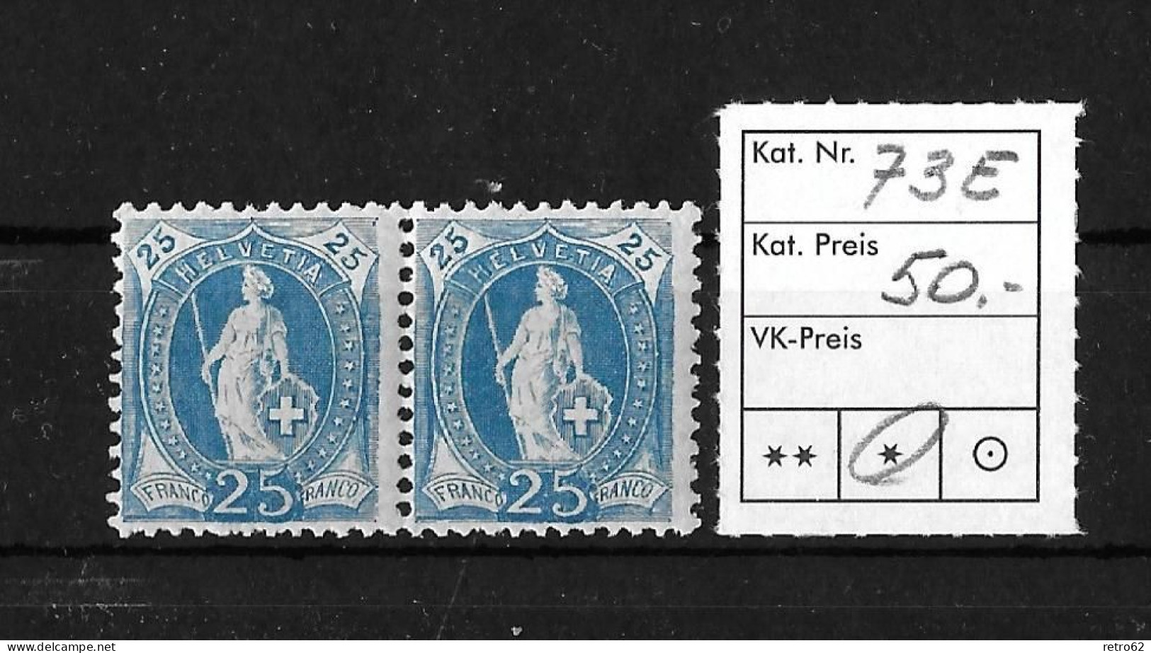 1900 - 1903 STEHENDE HELVETIA  ► 14 Zähne Senkrecht Kontrollzeichen Form B    ►SBK-73E* / Im Paar◄ - Unused Stamps