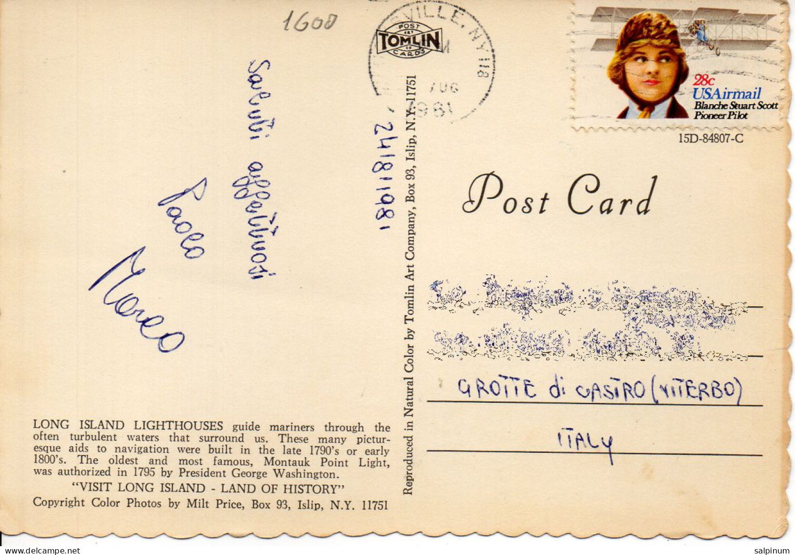 Philatelic Postcard With Stamps Sent From UNITED STATES OF AMERICA To ITALY - Brieven En Documenten