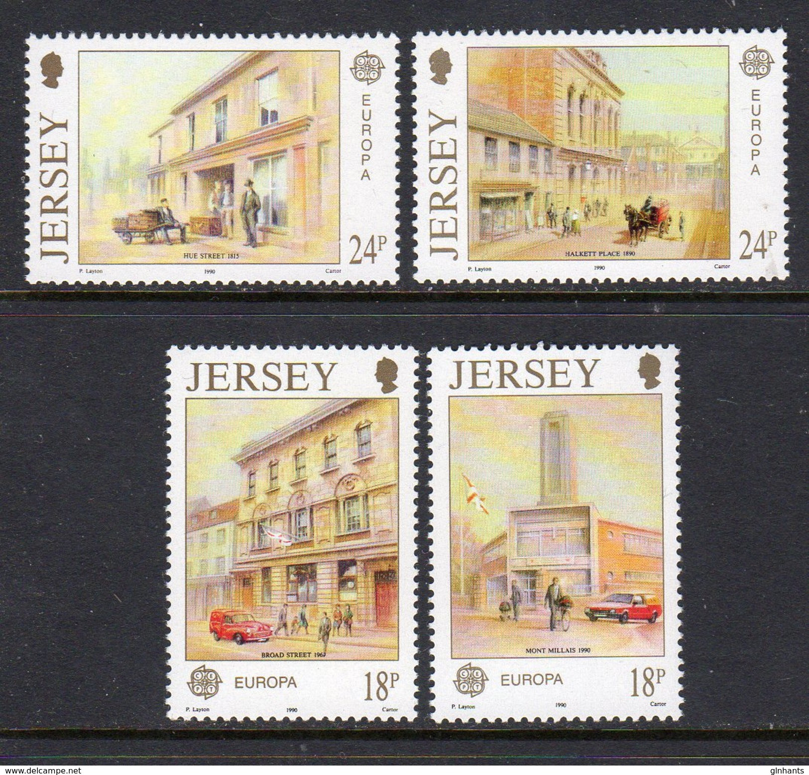 GB JERSEY - 1990 EUROPA POST OFFICE BUILDINGS SET (4V) SG 517-520 FINE MNH ** - 1990